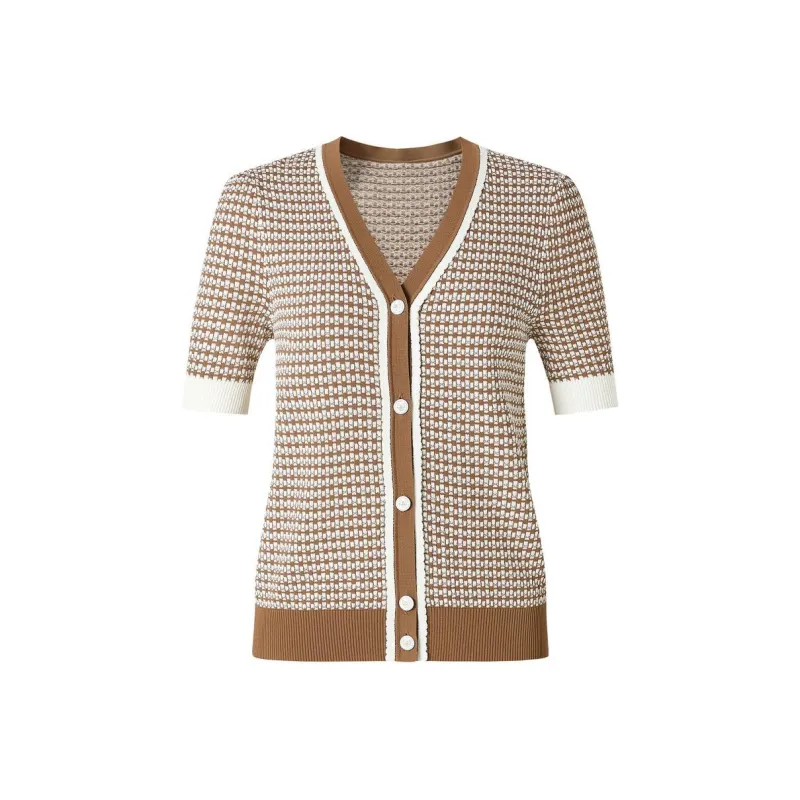 JZ. ANNAKRO Knitwear Women's Plaid Coffee-0