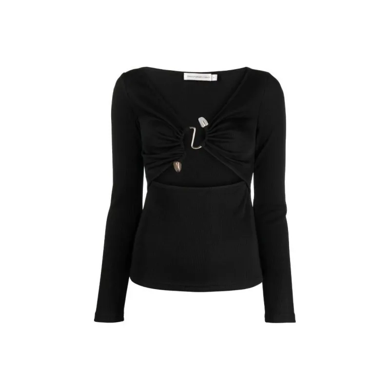 Christopher Esber Callisto Embellished Cut-Out Detailed Ribbed Top-0
