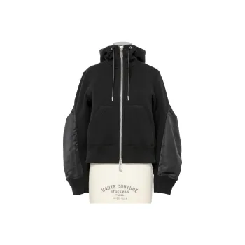 Sacai Panelled Zip-Up Hooded Drawstring Jacket