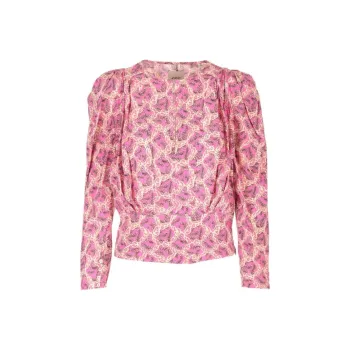 ISABEL MARANT Floral Printed Long Puff-Sleeved Blouse