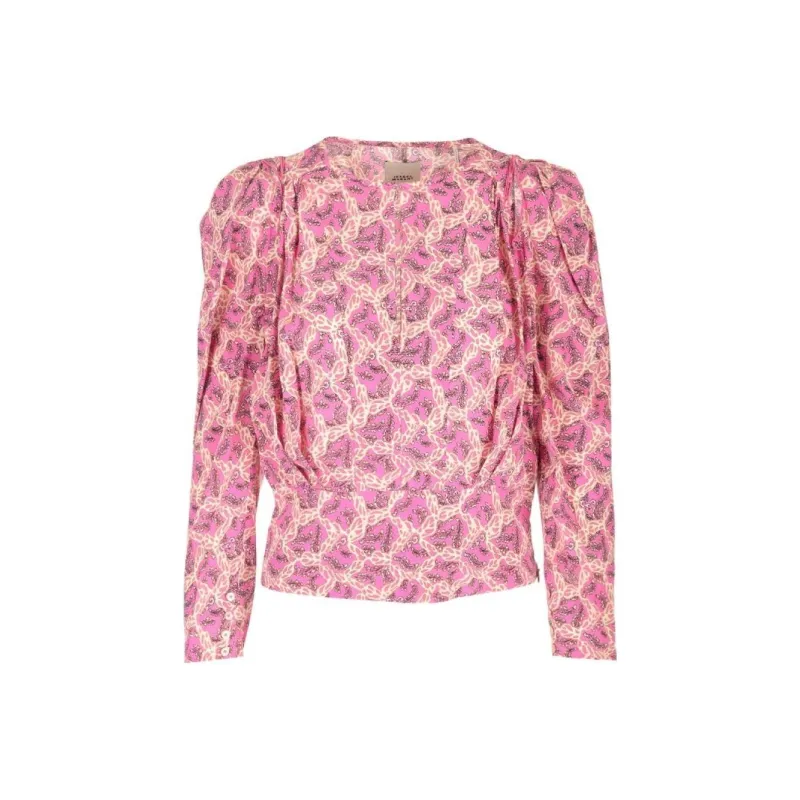 ISABEL MARANT Floral Printed Long Puff-Sleeved Blouse-0