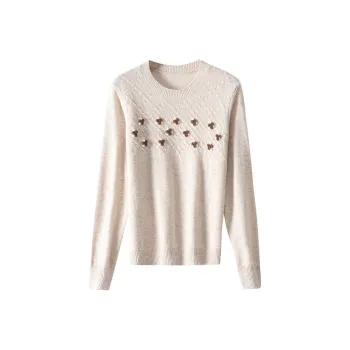 Sai Rabbit Sweater Women's Floral Beige Camel