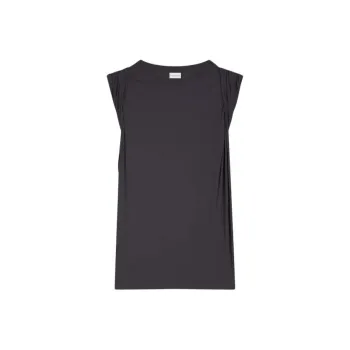 DRIES VAN NOTEN Solid Color Pleated Loose Fit Pullover Sleeveless T-Shirt Women's Marine Blue