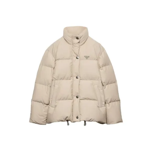 PRADA Technical Fabric Down Jacket Jackets Coats Women's Beige