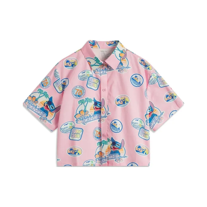 LiNing x Disney Shirt Women's Pink All Over Print-0