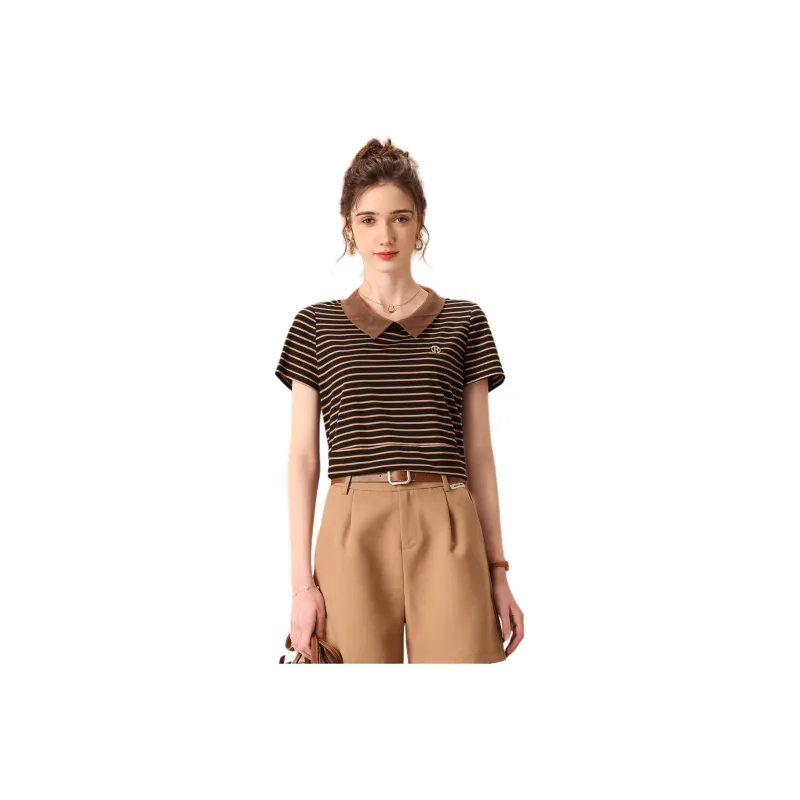 FENHONGMALI T Shirt Women's Coffee-0