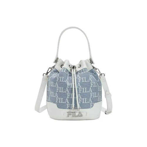 FILA FUSION Fabric Bucket Bag, Shoulder Bag, Handbag Women's Blue & White