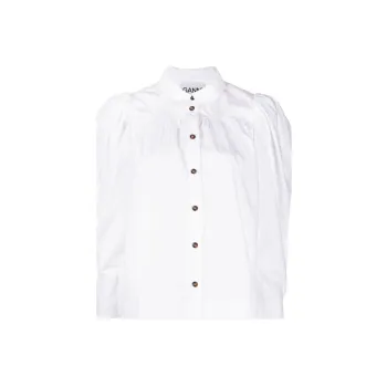 GANNI Puff sleeve Organic Cotton Shirt