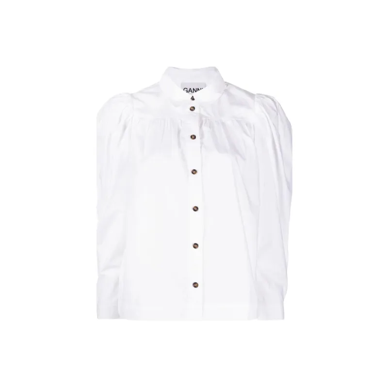 GANNI Puff sleeve Organic Cotton Shirt-0