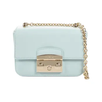 Furla Metropolis Collection Calfskin Shoulder Bag, Crossbody Bag Mini Women's Blue