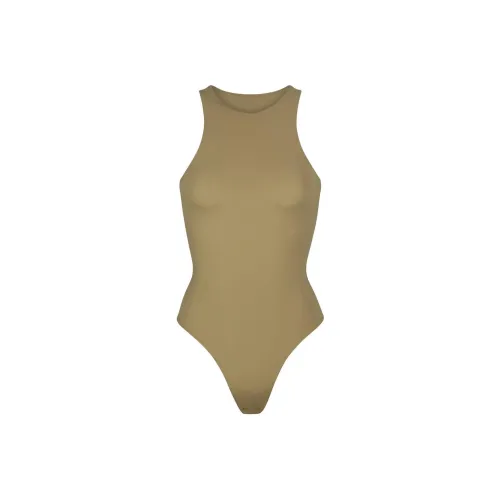 SKIMS FITS EVERYBODY HIGH NECK BODYSUIT Bodysuits Women's KHAKI/Khaki