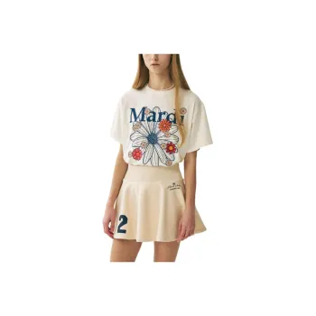 MARDI MERCREDI T Shirt Women's Cream Year Blue Korean Style