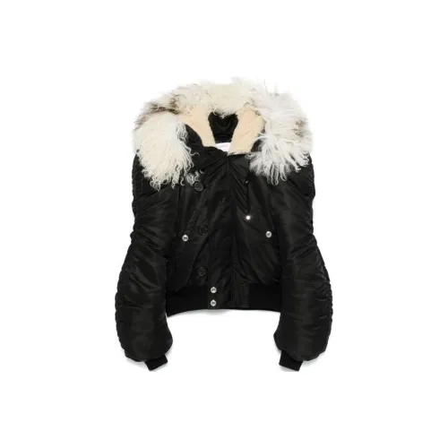 Alexander McQueen Shearling Trim Ruched Bomber Jacket