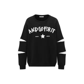 MacyMccoy Crew Neck Loose Fit Sweatshirt Women's Black