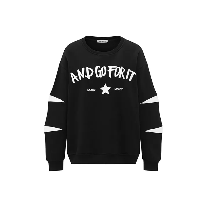 MacyMccoy Crew Neck Loose Fit Sweatshirt Women's Black-0