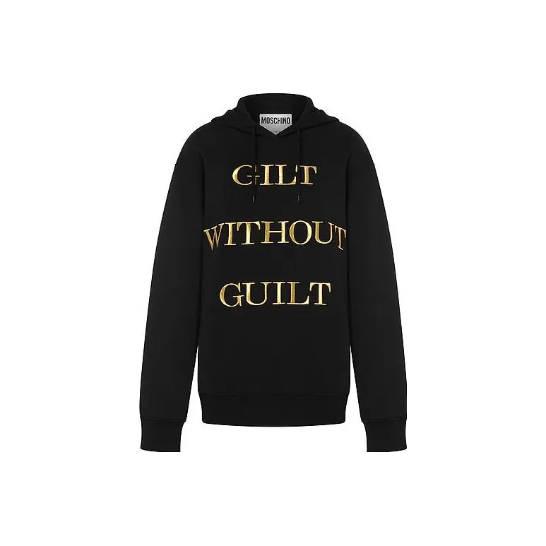 MOSCHINO Slogan Embroidered Drawstring Hoodie-0