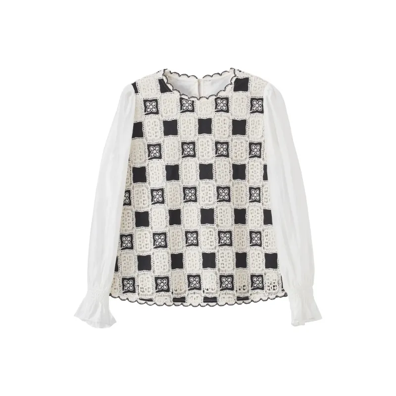 XIANGYING Chiffon Shirt Women's Beige-0