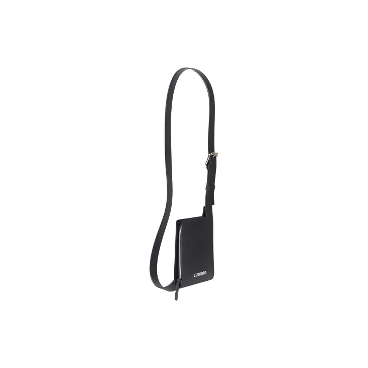 Jacquemus Leather Small Square Bag, Camera Bag, Crossbody Bag Unisex Black-1