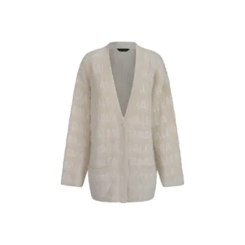 Balenciaga Allover Logo Furry Cardigan