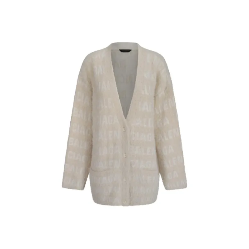 Balenciaga Allover Logo Furry Cardigan-0
