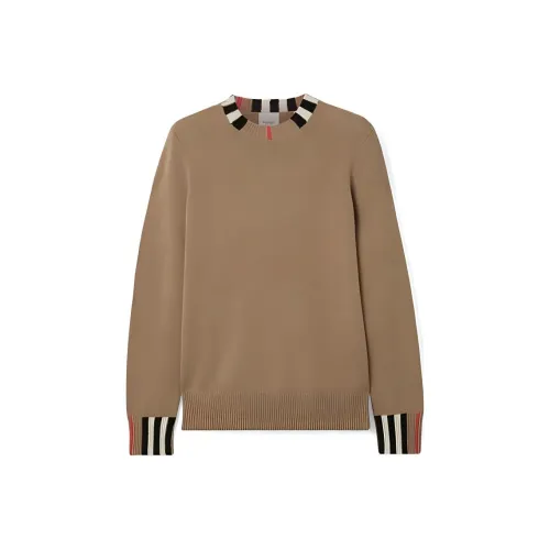 Burberry Icon Stripe Trim Cashmere Sweater Archive Beige