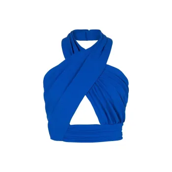 BALMAIN Ruched Halter Neck Crossover Top