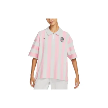 Nike SportWear Turn down Collar Short Sleeve T shirt Pink