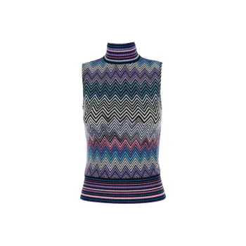 MISSONI Zigzag Woven Turtleneck Tank Top