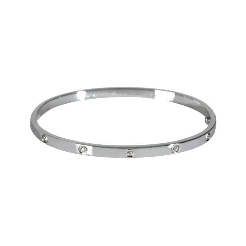 Cartier 18K White Gold Love Diamond Bangle-1