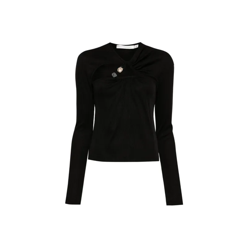 Christopher Esber Tri Crystal-stone Long-sleeve Top-0