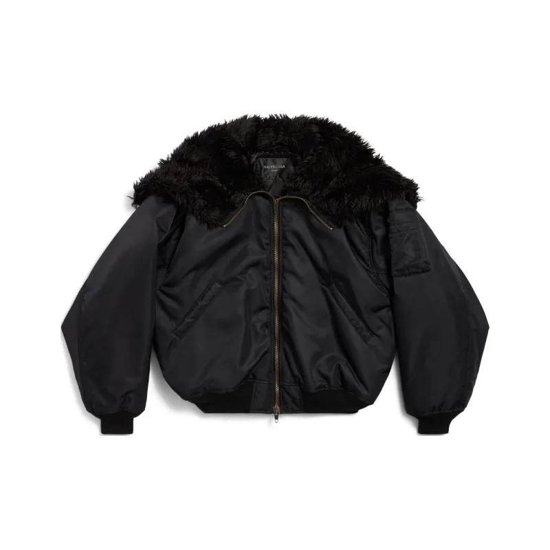 Balenciaga Faux Fur Hooded Jacket-0
