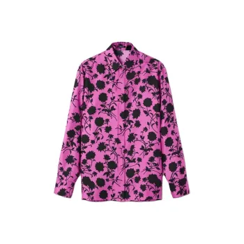 VERSACE Floral Silhouette-Printed Button-Up Shirt