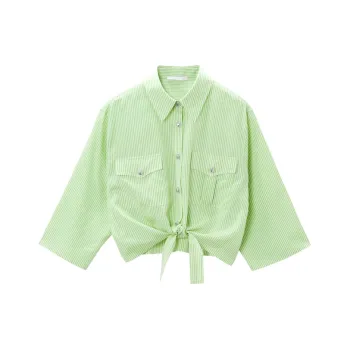 OVV Shirts Women's Light Green Stripes 08