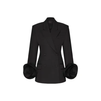 Valentino Rose Embellished Double Breasted Blazer