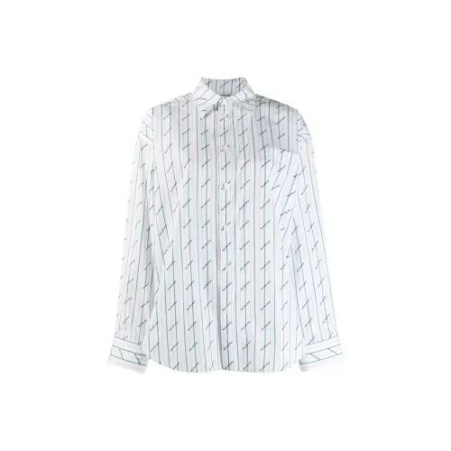 Balenciaga Striped Logo Button Down Shirt 'White'