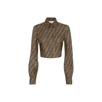 FENDI Logo Printed Cropped Shirt