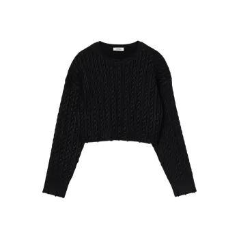 Sandro Cable-knit Cropped Cotton-wool Jumper