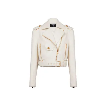 BALMAIN Zipped Leather Biker Jacket