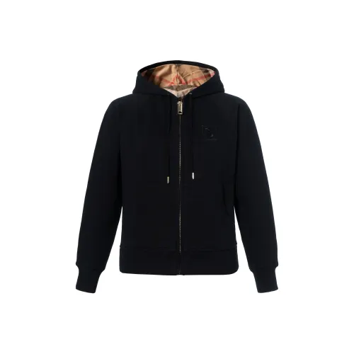 Burberry Women
s Letter Graphic Cotton Blend Zip Hoodie Black