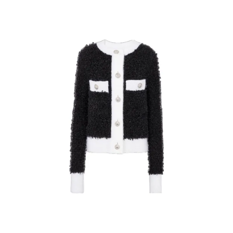BALMAIN Glitter Detailed Contrasted Trim Cardigan-0