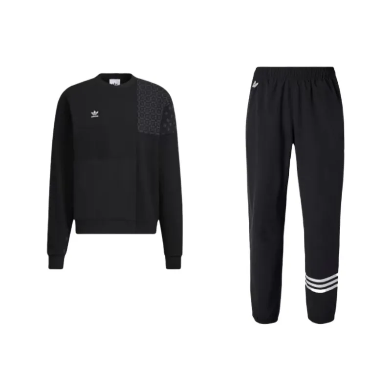 Adidas Originals Clover Series Sweatshirt Set Men's Black-0