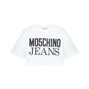 MOSCHINO Logo Printed Cropped Jersey T Shirt