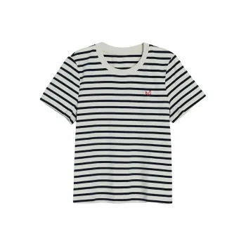 MUKOK T-Shirt Women's Black White Stripes