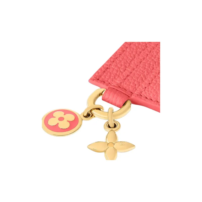 LOUIS VUITTON CHARMS Embossed Grain Cow Leather Card Holder Women's Sweet Coral-4
