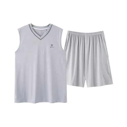 JINXU Pajama Set Men's Light Gray