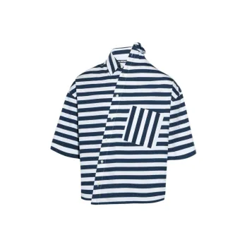 Jacquemus FW24 Asymmetric Striped Shirt Shirt Women's White Blue Stripes/Blue White Stripes