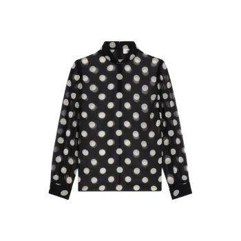 CELINE Blouse With Overturned Collar In Silk Georgette