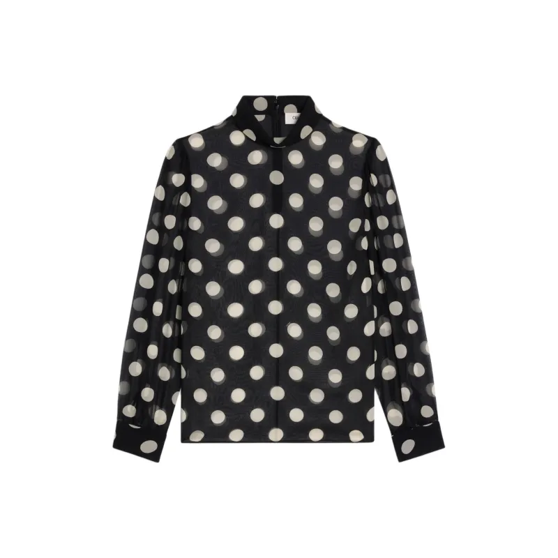 CELINE Blouse With Overturned Collar In Silk Georgette-0