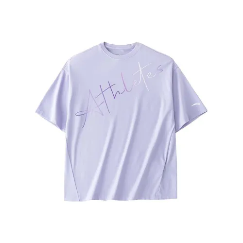 Anta Variety Training Collection Drop Shoulder Sleeve T Shirt Women's Fairy Bean Purple