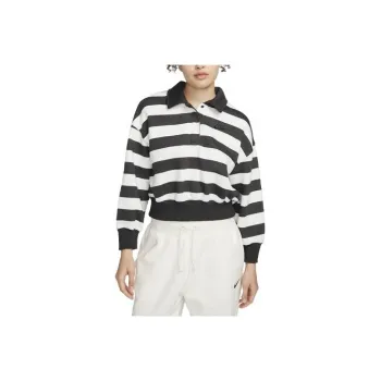 Nike Sportswear Phoenix Fleece Women's Oversized 3/4-Sleeve Striped Crop Polo